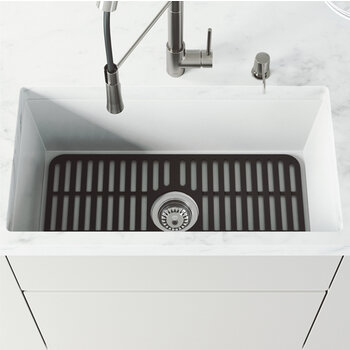 Vigo 25'' Silicone Protective Bottom Grid For Single Basin Sink in Matte Black, Installed View