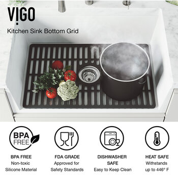 Vigo 27'' Silicone Protective Bottom Grid For Single Basin Sink in Matte Black, BPA Free Info