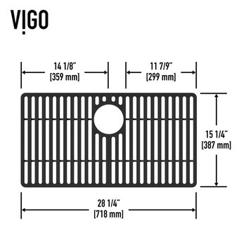 Vigo 28'' Silicone Protective Bottom Grid For Single Basin Sink in Matte Black, Dimensions