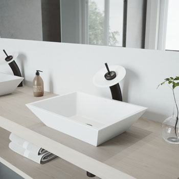Vigo Sink with Waterfall Faucet Lifestyle View