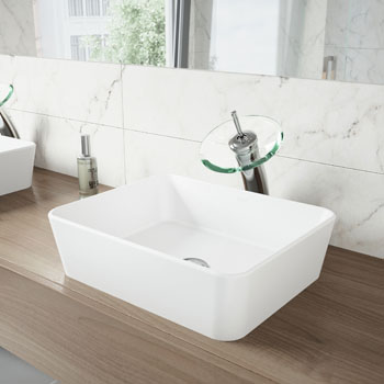 Vigo Sink with Waterfall Faucet Lifestyle View 1