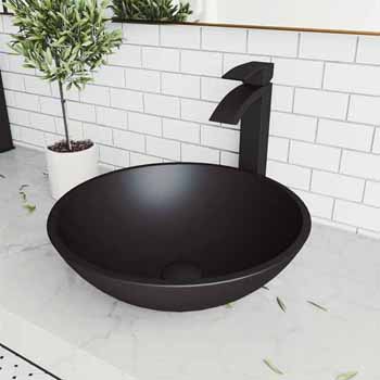 Sink & Duris Vessel Faucet Set in Matte Black w/ Pop-Up Drain