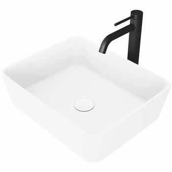 Sink & Lexington cFiber Vessel Bathroom Faucet in Matte Black w/ Pop-Up Drain