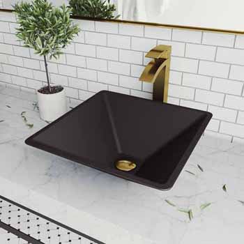 Sink & Duris Vessel Faucet in Matte Brushed Gold w/ Pop-Up Drain