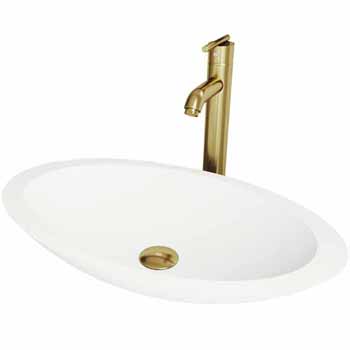 Sink & Seville Vessel Faucet in Matte Brushed Gold w/ Pop-Up Drain