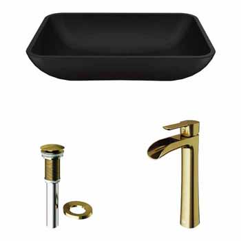 Sink & Niko Vessel Faucet in Matte Brushed Gold w/ Pop-Up Drain