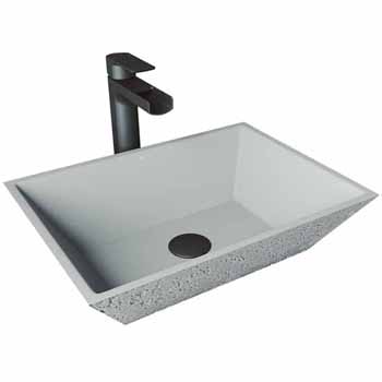 Sink Set w/ Niko Vessel Mount Faucet in Matte Brushed Gold w/ Pop-Up Drain
