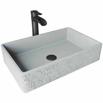 Sink Set w/ Niko Vessel Mount Faucet in Matte Brushed Gold w/ Pop-Up Drain