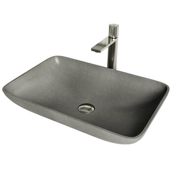 Vigo ConcretoStone™ Collection 22'' Rectangle Vessel Sink Gotham Faucet Brushed Nickel Product View