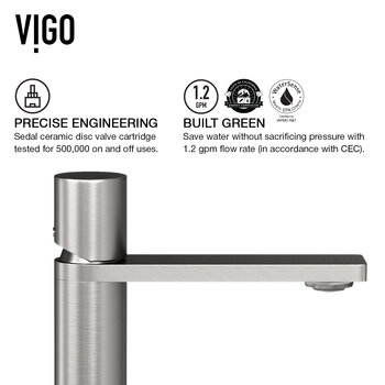 Vigo ConcretoStone™ Collection 22'' Rectangle Vessel Sink Gotham Faucet Brushed Nickel Precise Engineering