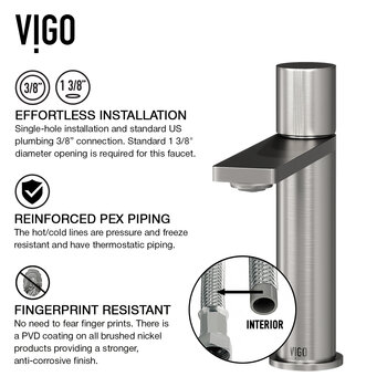 Vigo ConcretoStone™ Collection 22'' Rectangle Vessel Sink Gotham Faucet Brushed Nickel Effortless Installation