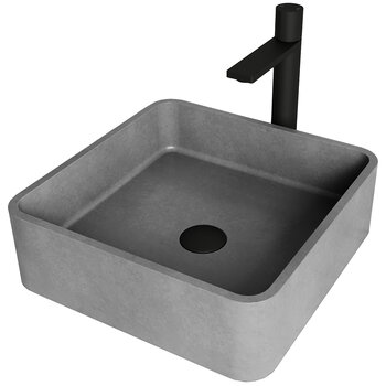 Vigo ConcretoStone™ Collection 15'' Square Vessel Sink Gotham Faucet Matte Black Product View