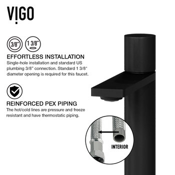 Vigo ConcretoStone™ Collection 15'' Square Vessel Sink Gotham Faucet Matte Black Effortless Installation