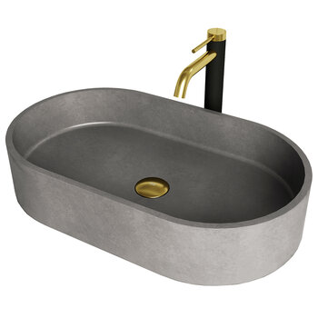 Vigo ConcretoStone™ Collection 23-5/8'' Oval Vessel Sink Lexington Faucet Matte Brushed Gold Product View
