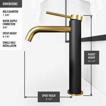 Vigo ConcretoStone™ Collection 23-5/8'' Oval Vessel Sink Lexington Faucet Matte Brushed Gold Dimensions
