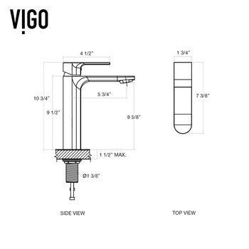 Vigo ConcretoStone™ Collection 23-5/8'' Rectangle Vessel Sink Norfolk Faucet Brushed Nickel Dimensions