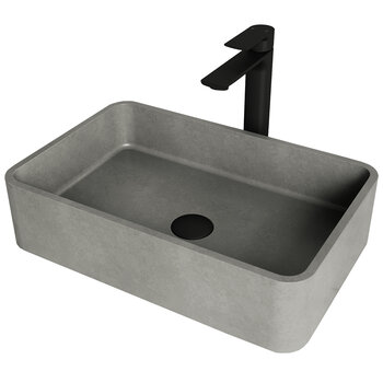 Vigo ConcretoStone™ Collection 19-11/16'' Rectangle Vessel Sink Norfolk Faucet Matte Black Product View