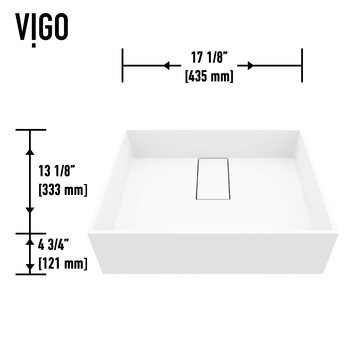 Vigo Bryant Collection 17-1/8'' Rectangle Vessel Sink Niko Faucet Brushed Nickel Dimensions