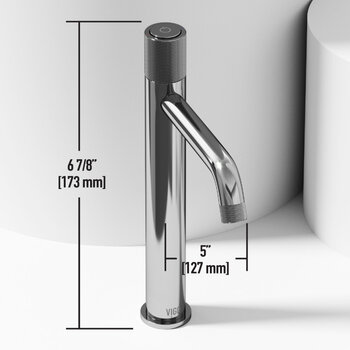 VIGO Vinca MatteStone™ Collection Vessel Bathroom Sink with Apollo Bathroom Faucet and Pop-Up Drain in Chrome, Faucet Dimensions