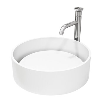 VIGO Anvil MatteStone™ Collection Vessel Bathroom Sink with Grant Bathroom Faucet and Pop-Up Drain in Chrome, Product View
