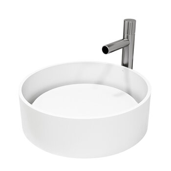 VIGO Anvil MatteStone™ Collection Vessel Bathroom Sink with Ashford Bathroom Faucet and Pop-Up Drain in Brushed Nickel, Product View