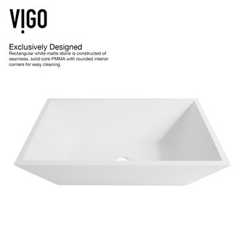 VIGO Vinca MatteStone™ Collection Vessel Bathroom Sink with Cass Wall Mount Bathroom Faucet and Pop-Up Drain in Chrome, Exclusively Designed