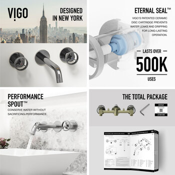 VIGO Vinca MatteStone™ Collection Vessel Bathroom Sink with Cass Wall Mount Bathroom Faucet and Pop-Up Drain in Chrome, Faucet Info