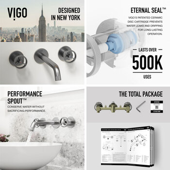 VIGO Lotus MatteStone™ Collection Vessel Bathroom Sink with Cass Wall Mount Bathroom Faucet and Pop-Up Drain in Brushed Nickel, Faucet Info