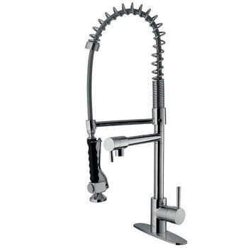 Vigo Pull-Down Spray Kitchen Faucet with Deck Plate, Chrome Finish