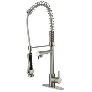 Vigo Pull-Down Spray Kitchen Faucet with Deck Plate, Stainless Steel Finish