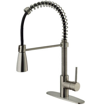 Vigo Pull-Out Spray Kitchen Faucet with Deck Plate, Stainless Steel Finish