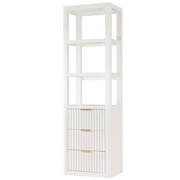 Vinnova Cadiz 22'' W x  71-7/8'' H Storage Cabinet in White with 3 Drawers and 3 Open Shelves for Bathroom and Living Room, White Product View