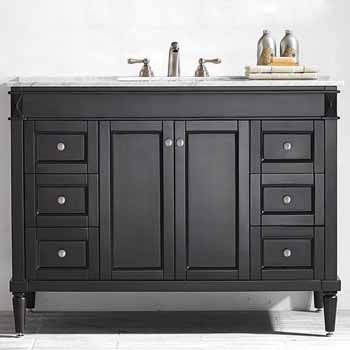 Catania 48 Single Sink Vanity Set With Black Galaxy Or Carrara White Marble Countertop By Vinnova Kitchensource Com