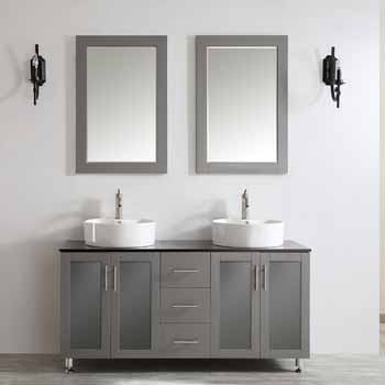 Tuscany 60 Double Sink Vanity Set With Glass Countertop And