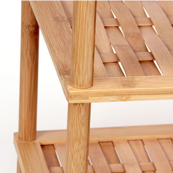 Household Essentials Wood 5 Tier Shoe Rack/Basketweave in Bamboo