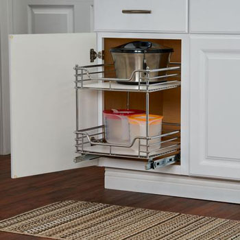 Kitchen Base Cabinet 14 1 2 Wide Two Tier Pull Out Organizers By