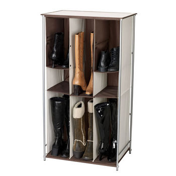 Household Essentials Freestanding Boot Organizer With Metal Frame And Fabric Cubbies in Natural/Brown