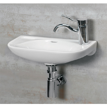 Whitehaus Small Wall Mounted China Bath Basin with Single Faucet Hole on Left Side