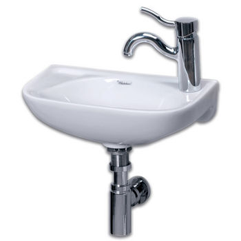 Whitehaus Small Wall Mounted China Bath Basin with Single Faucet Hole on Left Side