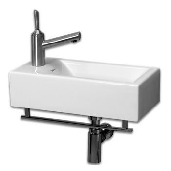 Whitehaus - Wall Mount Bathroom Sink w/Towel Bar, Faucet Drilling on Left