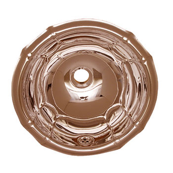 Whitehaus Smooth Round Drop-In Bathroom Basin with Fluted Design in Polished Copper