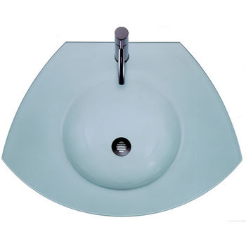 Whitehaus Wall Mounted Trapezoidal Shaped Unit with Round Integrated Sink in Matte Glass