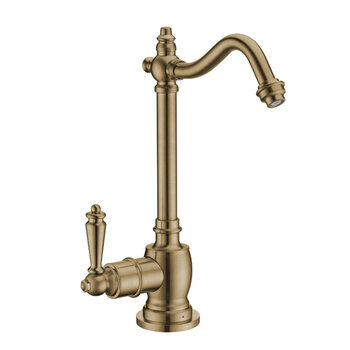 Whitehaus Point of Use Hot Water Drinking Faucet with Traditional Swivel Spout, Antque Brass