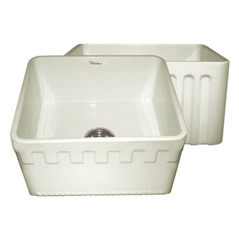 Whitehaus Reversible Series Fireclay Sink with Athinahaus Front Apron, Biscuit, 20"W x 18"D x 10"H