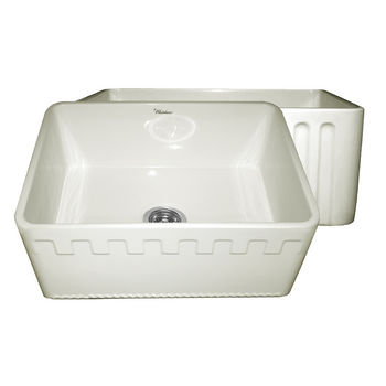 Whitehaus Reversible Series Fireclay Sink with Athinahaus Front Apron, Biscuit, 24"W x 18"D x 10"H