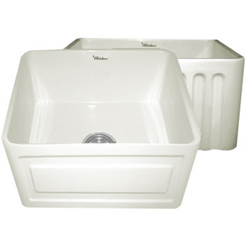 Whitehaus Reversible Series Fireclay Sink with Raised Panel Front Apron, Biscuit, 20"W x 18"D x 10"H