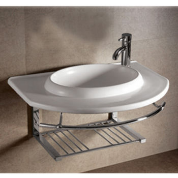 Isabella Round Bowl Bath Sink with Wall-Mount Basin, Chrome Shelf & Towel Bar