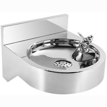 Whitehaus Noah Collection Stainless Steel Commercial Single Bowl Wall Mount with Drinking Fountain in Stainless Steel, 13-3/4" W x 12" D x 8-7/8" H