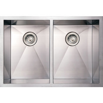 Noah Collection - Commercial Double Bowl Sink, Brushed Stainless Steel