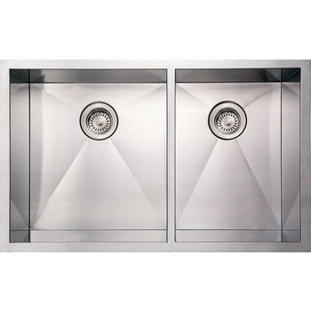 Noah Collection - Commercial Double Bowl Sink, Brushed Stainless Steel